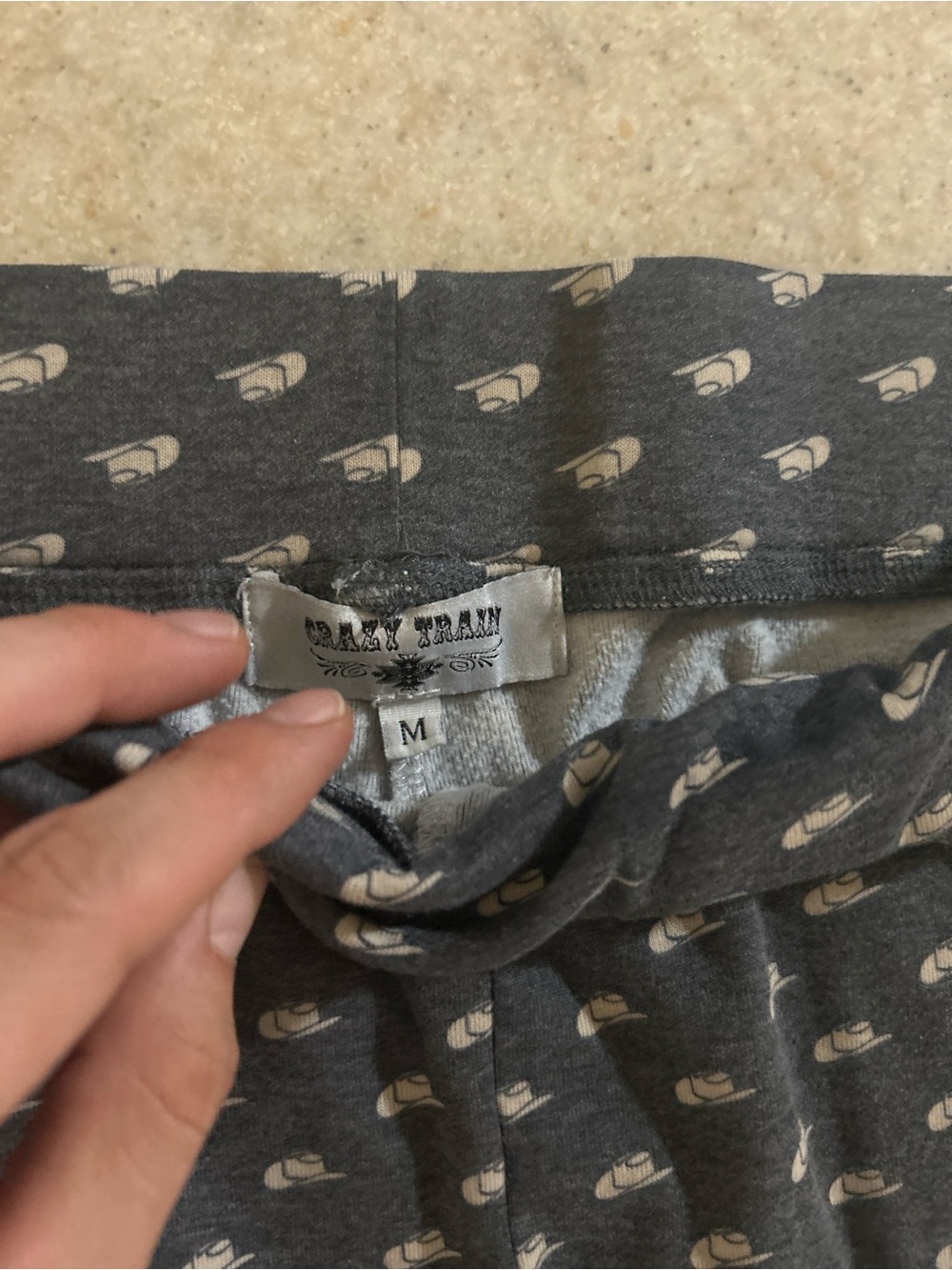 Crazy Train Pajama Pants M Regular Gray/White All-Over Print Cotton Knit